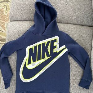 Nike Kids Blue Hoodie with Neon Accents